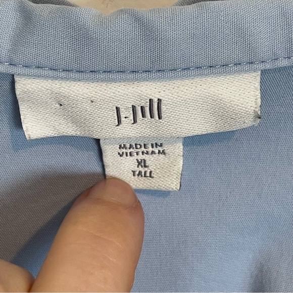 J Jill Petite Light Blue Lagenlook Popover Tunic XL Tall hidden button side slit - Picture 7 of 12